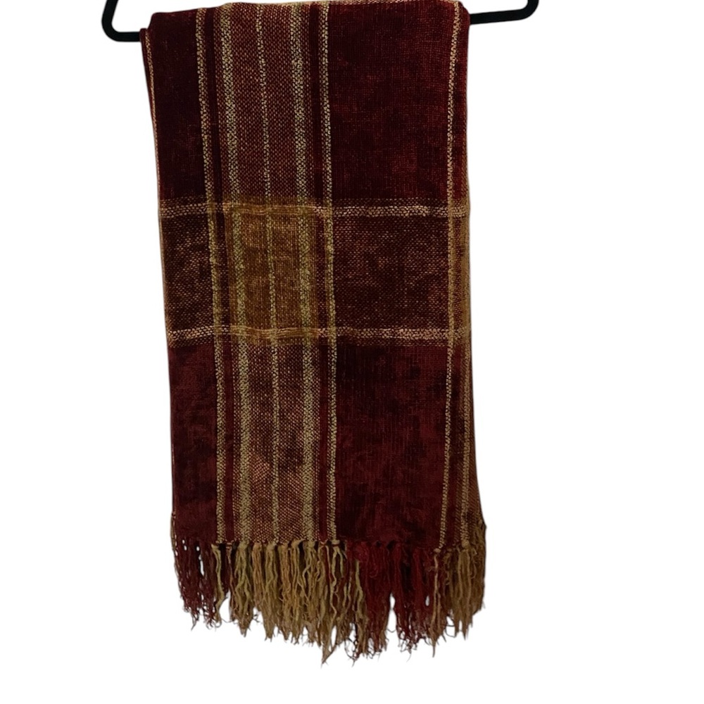 CHURCHHILL WEAVERS Striped Handwoven Chenille Throw Blanket Kentucky Fringe - Picture 2 of 8
